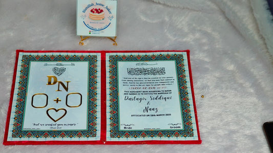 Luxury Islamic Wedding Invitation & Certificate Set - Burgundy Gold Design