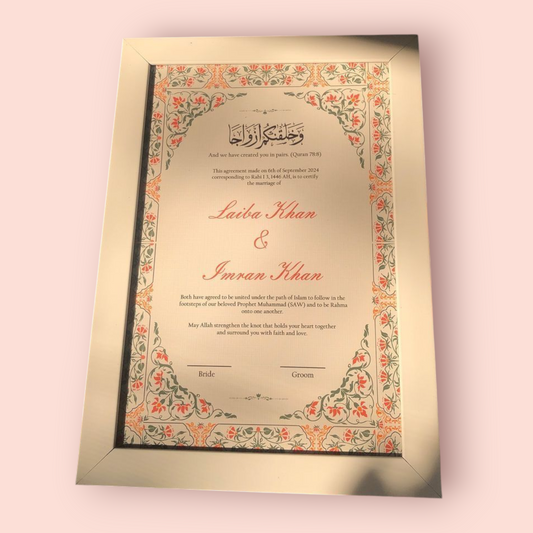 Personalized Islamic Wedding Certificate - Custom Nikah Certificate with Arabic Calligraphy