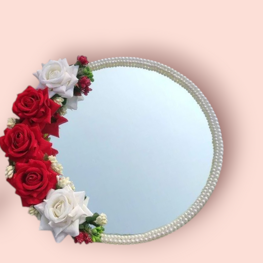Decorative Mirror with Red and White Roses