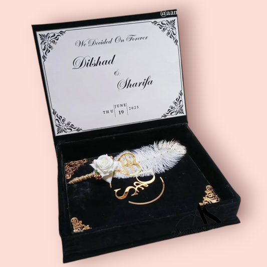 Luxury Islamic Wedding Keepsake Box - Black & Gold with Color Options
