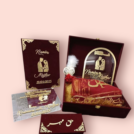 Luxury Islamic Wedding Gift Set - Personalized Wooden Box Collection